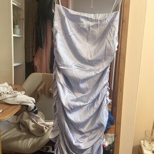 Hello Molly Light Blue Ruched Mini Dress